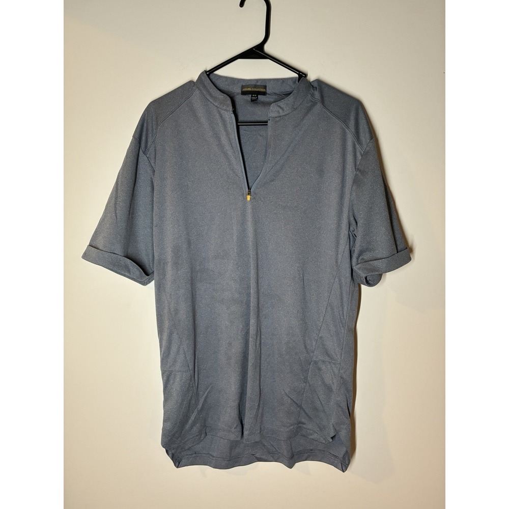 McDonalds 1/4 Zip Pullover Employee Work Shirt M Blue Gray Apparel Short Sleeve